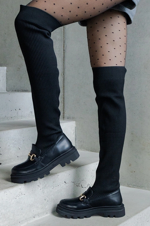 Schwarze Stiefel mit elastischem...