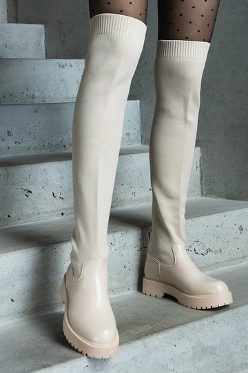 Hellbeige Stiefel mit...