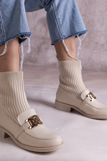 Beige Stiefeletten mit...