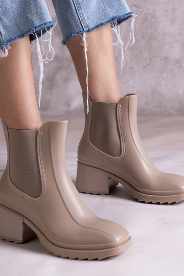 Beige Gummistiefel mit...