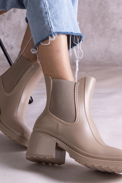 Beige Gummistiefel mit Absatz Surien