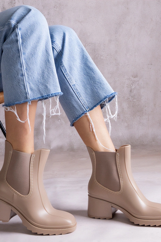 Beige Gummistiefel mit Absatz Surien