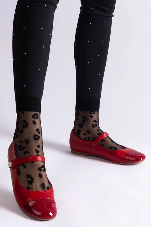 Rote Ballerinas aus Lackleder mit...