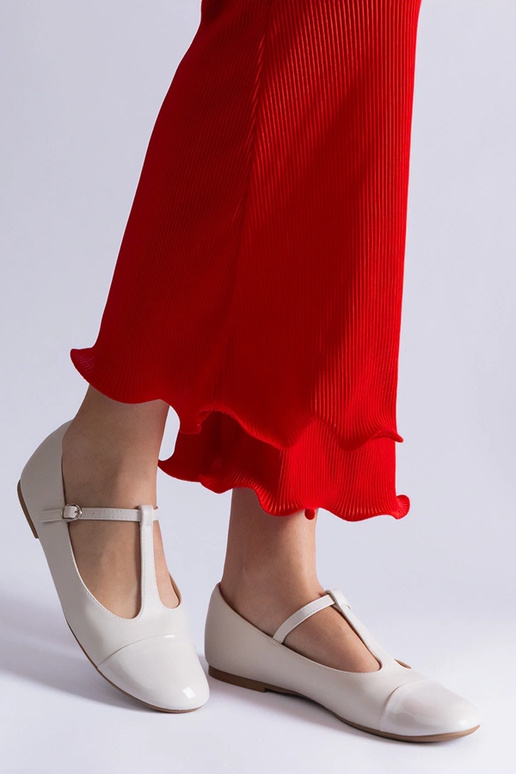 Gloriana weiße Lackleder-Ballerinas...