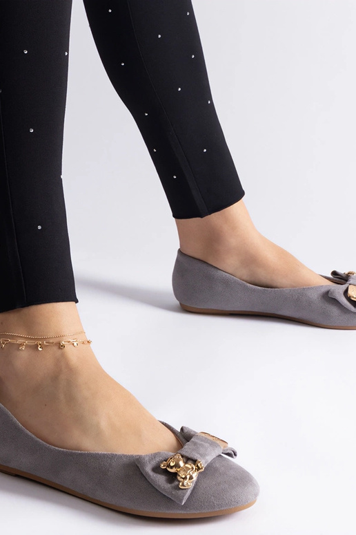 Graue Ballerinas mit Schleife und...