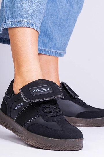 Schwarze Damen-Sneaker mit Nähten Puente 2