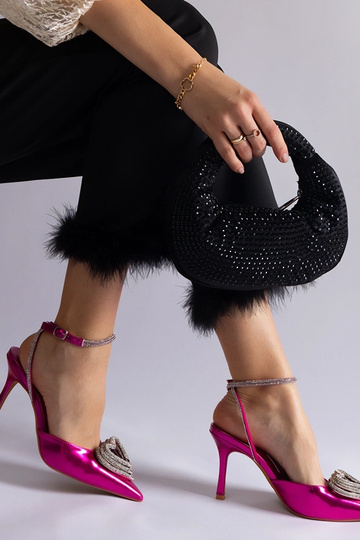 Rosa Pumps mit offener Spitze, verziert mit Isoda-Zirkonen 2
