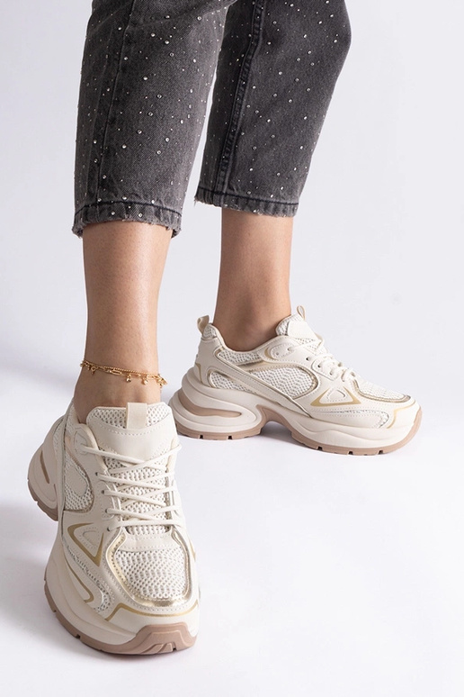 Beige Sneaker mit massiver Adom-Sohle