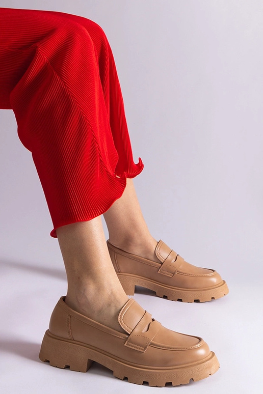 Dunkelbeige Damen-Mokassins aus...