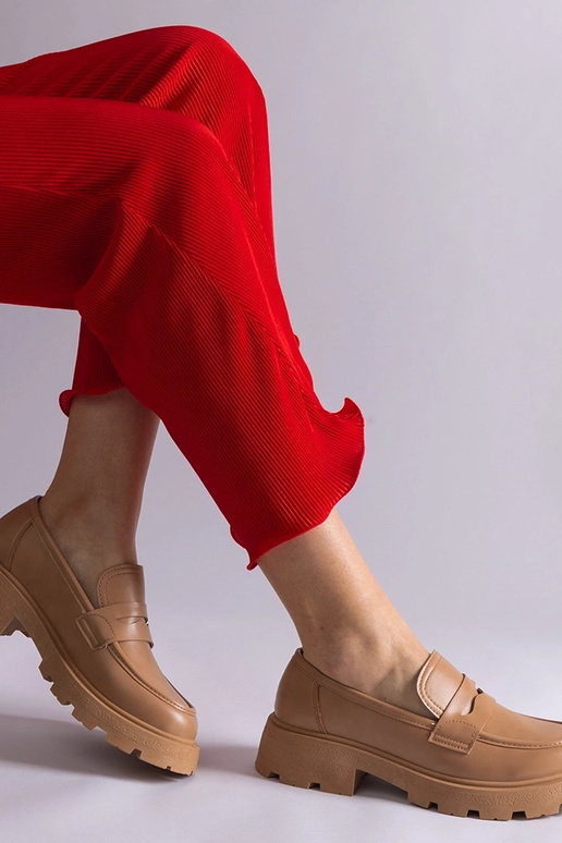 Dunkelbeige Damen-Mokassins aus...