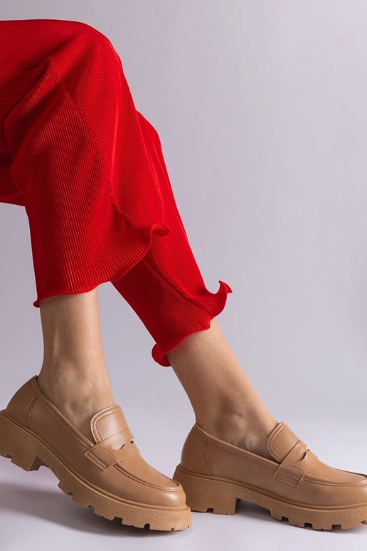 Dunkelbeige Damen-Mokassins aus...