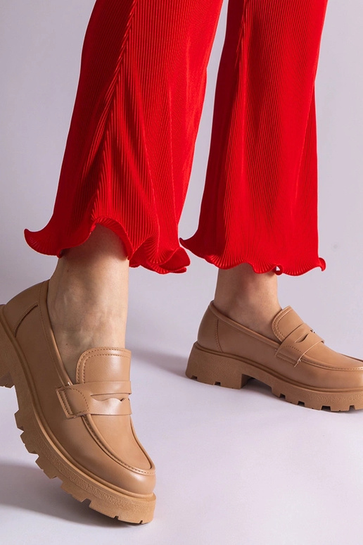 Dunkelbeige Damen-Mokassins aus...