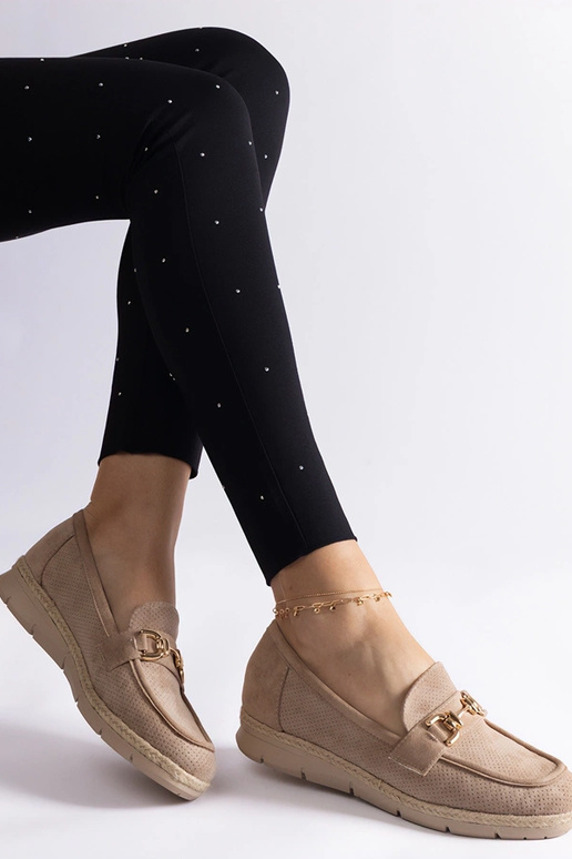 Beige Damen durchbrochene Mokassins... Beige Damen durchbrochene Mokassins...