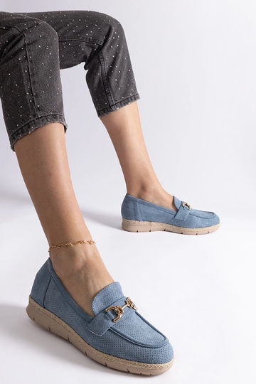 Blaue Damen Schuhe aus Kunstwildleder Sandoval