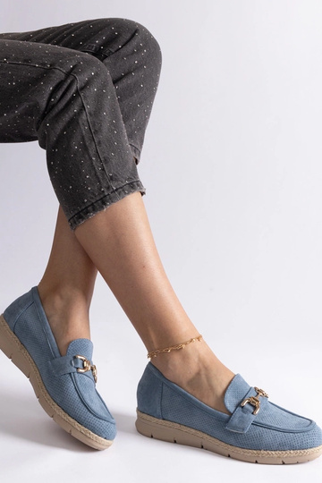 Blaue Damen Schuhe aus Kunstwildleder Sandoval 2