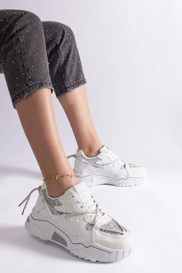 Weiße Damen-Sneaker mit Glitzer Agar