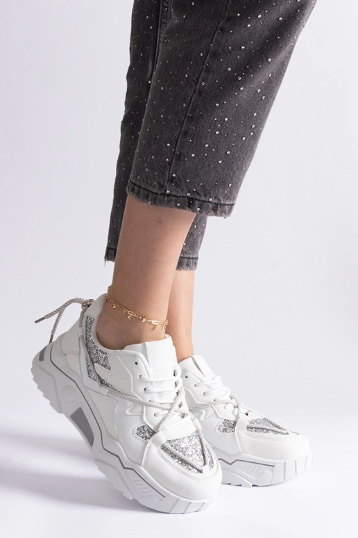 Weiße Damen-Sneaker mit Glitzer Agar