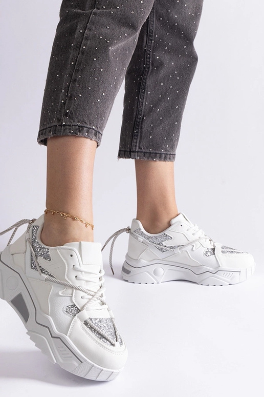 Weiße Damen-Sneaker mit Glitzer Agar