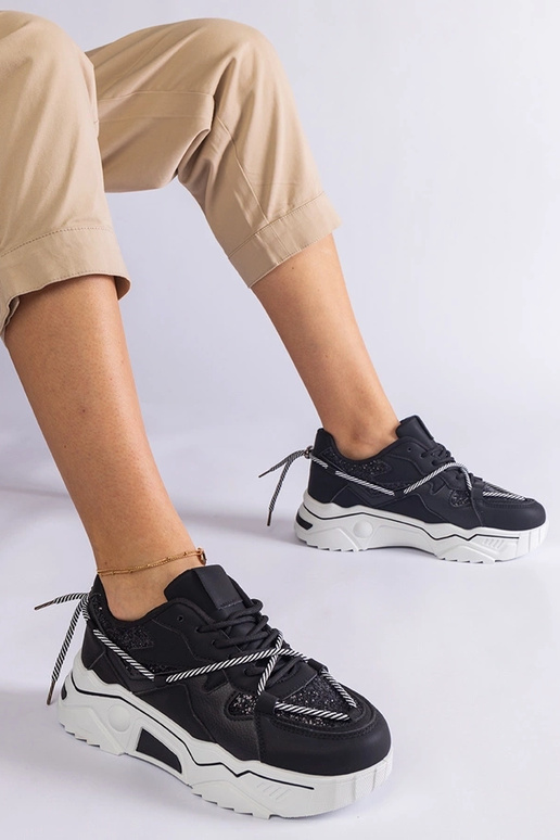 Schwarze Damen-Sneaker mit Glitzer Agar