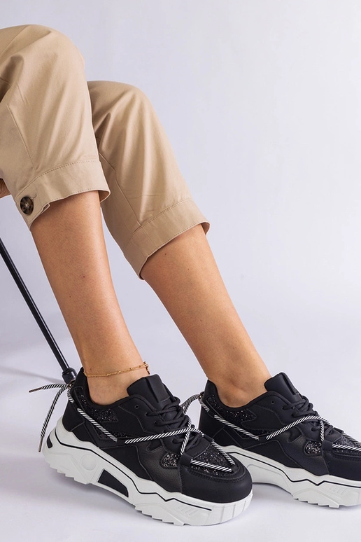 Schwarze Damen-Sneaker mit Glitzer Agar