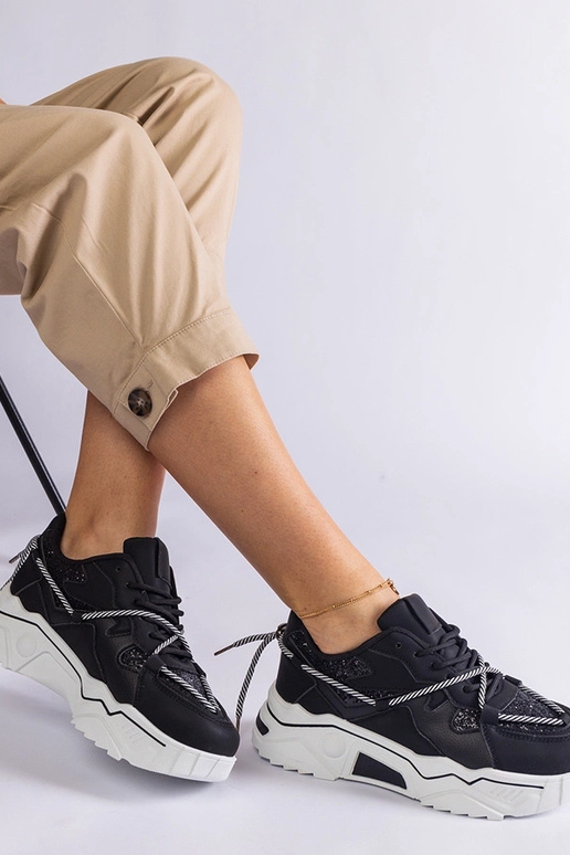 Schwarze Damen-Sneaker mit Glitzer Agar