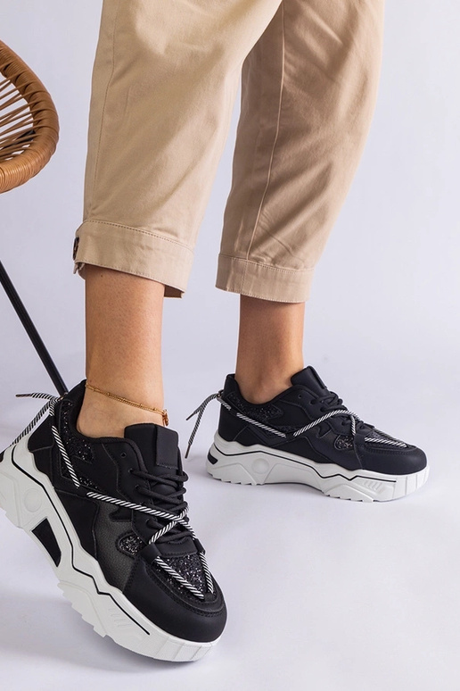 Schwarze Damen-Sneaker mit Glitzer Agar