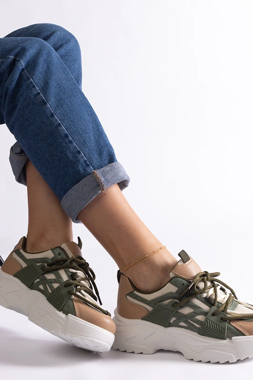 Grüne und beige Alva Damen-Sneaker