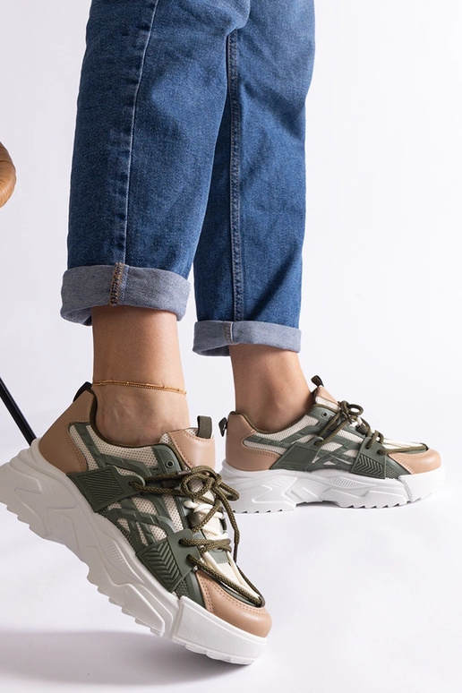 Grüne und beige Alva Damen-Sneaker