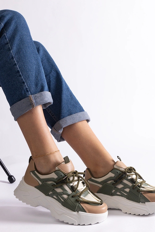 Grüne und beige Alva Damen-Sneaker