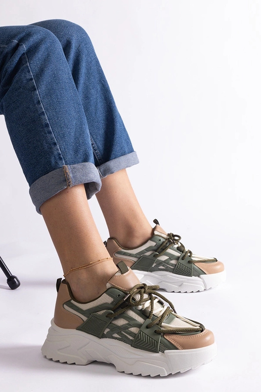 Grüne und beige Alva Damen-Sneaker