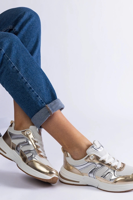 Sportliche Stoff-Sneaker mit goldenen...