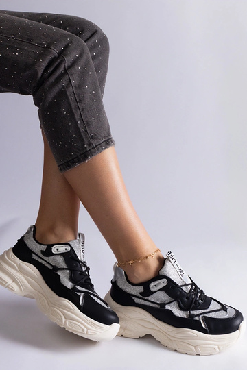 Schwarze Sneakers mit Glitzereinsätzen Rigel