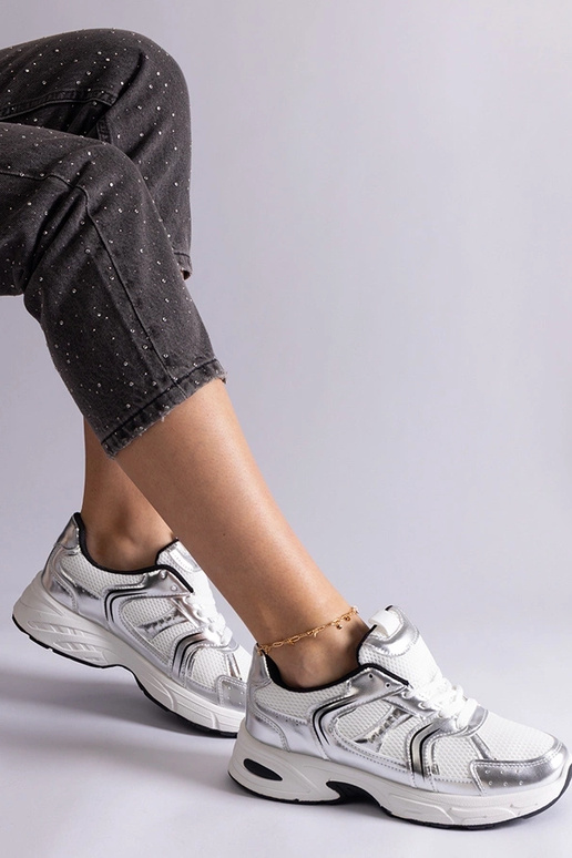 Weiße und silberne Sport-Sneakers Ena