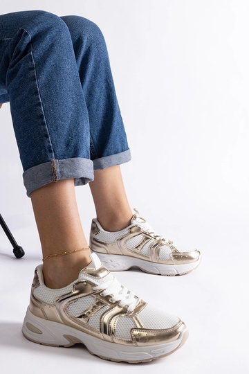 Weiße und goldene Sport-Sneakers Ena 2
