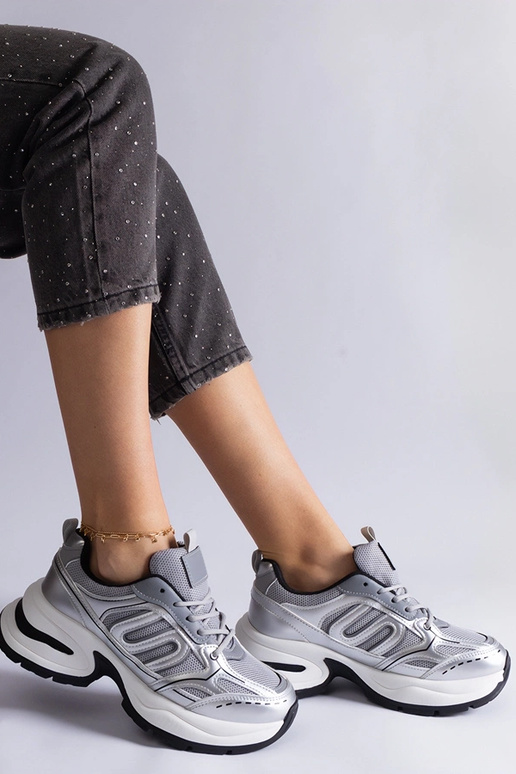 Gemre Damen silberne Sportschuhe mit...