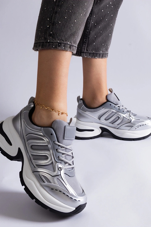 Gemre Damen silberne Sportschuhe mit...