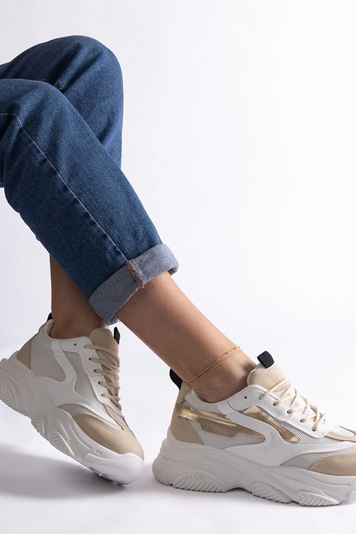 Beige und goldene Damen-Sneakers Milenka Beige und goldene Damen-Sneakers Milenka