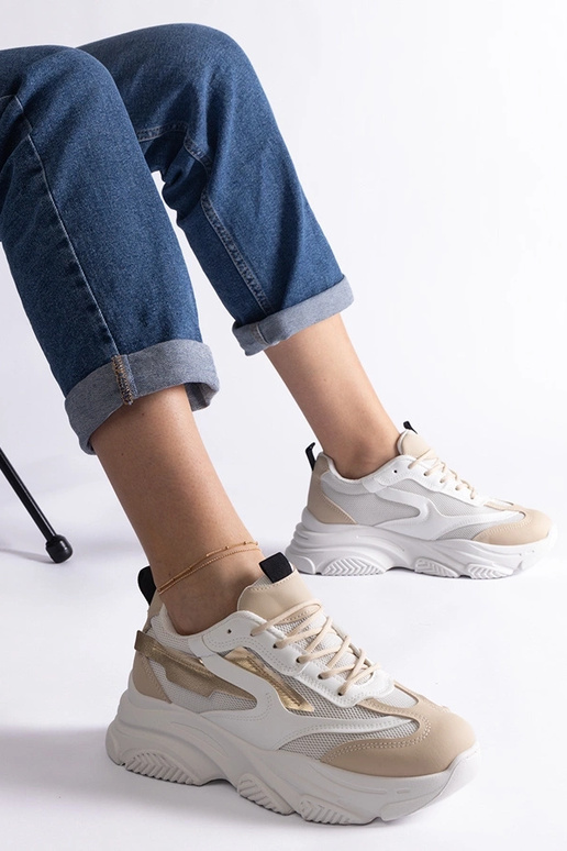 Beige und goldene Damen-Sneakers Milenka Beige und goldene Damen-Sneakers Milenka