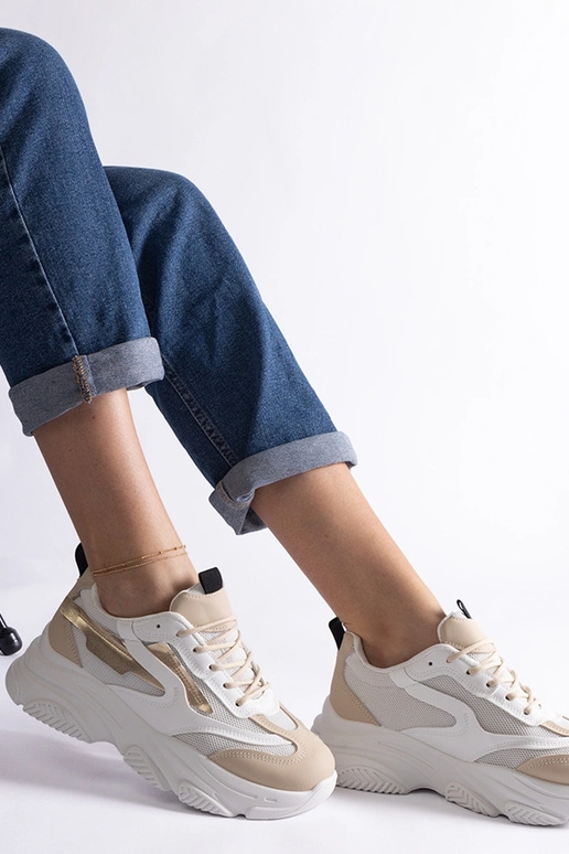 Beige und goldene Damen-Sneakers Milenka Beige und goldene Damen-Sneakers Milenka
