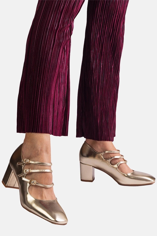 Goldene Pumps mit Blockabsatz und...