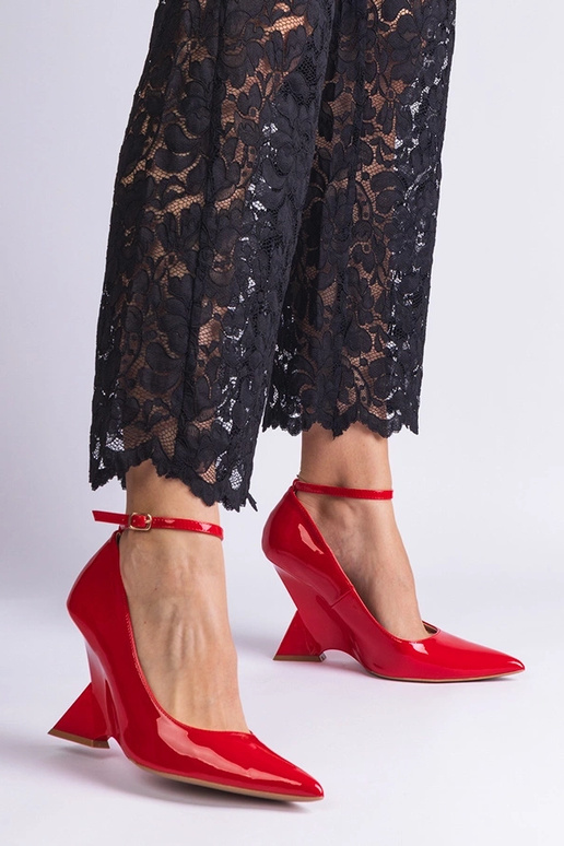 Rote lackierte Wedges Florianda