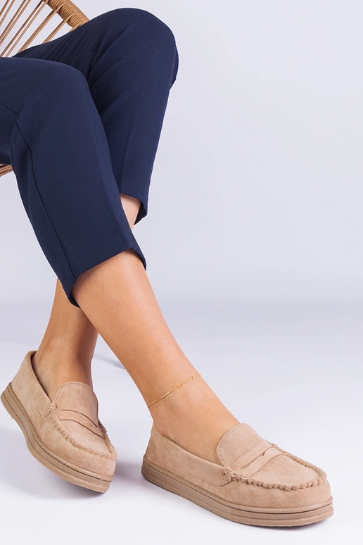 Beige Damen Schuhe aus Kunstwildleder...