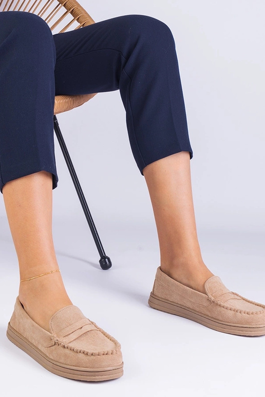 Beige Damen Schuhe aus Kunstwildleder...