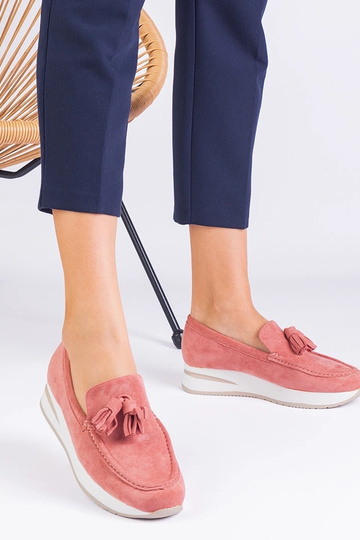 Rosa Damen-Plateau-Loafer mit Selerina-Verzierung 2