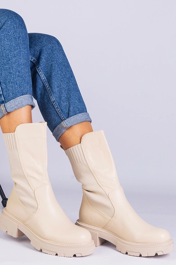 Beige Stiefeletten mit...