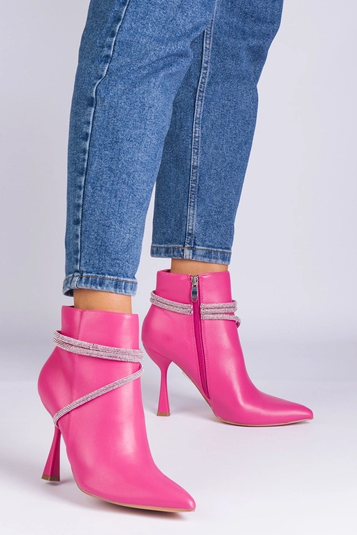 Rosa High Heel Stiefeletten mit...