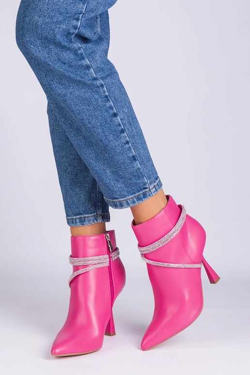 Rosa High Heel Stiefeletten mit...