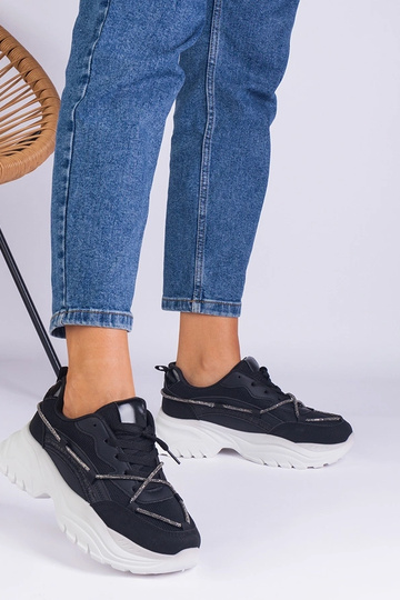 Schwarze Damen-Sneakers verziert mit Zirkonschnur Masala 2