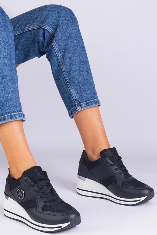 Schwarze Damen-Sneaker mit...