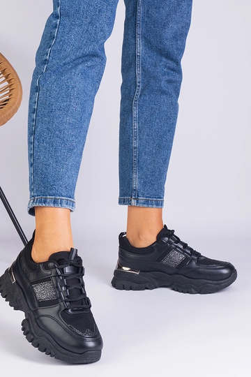 Schwarze Damen-Sneaker mit Glitzer verziert Ariella 2